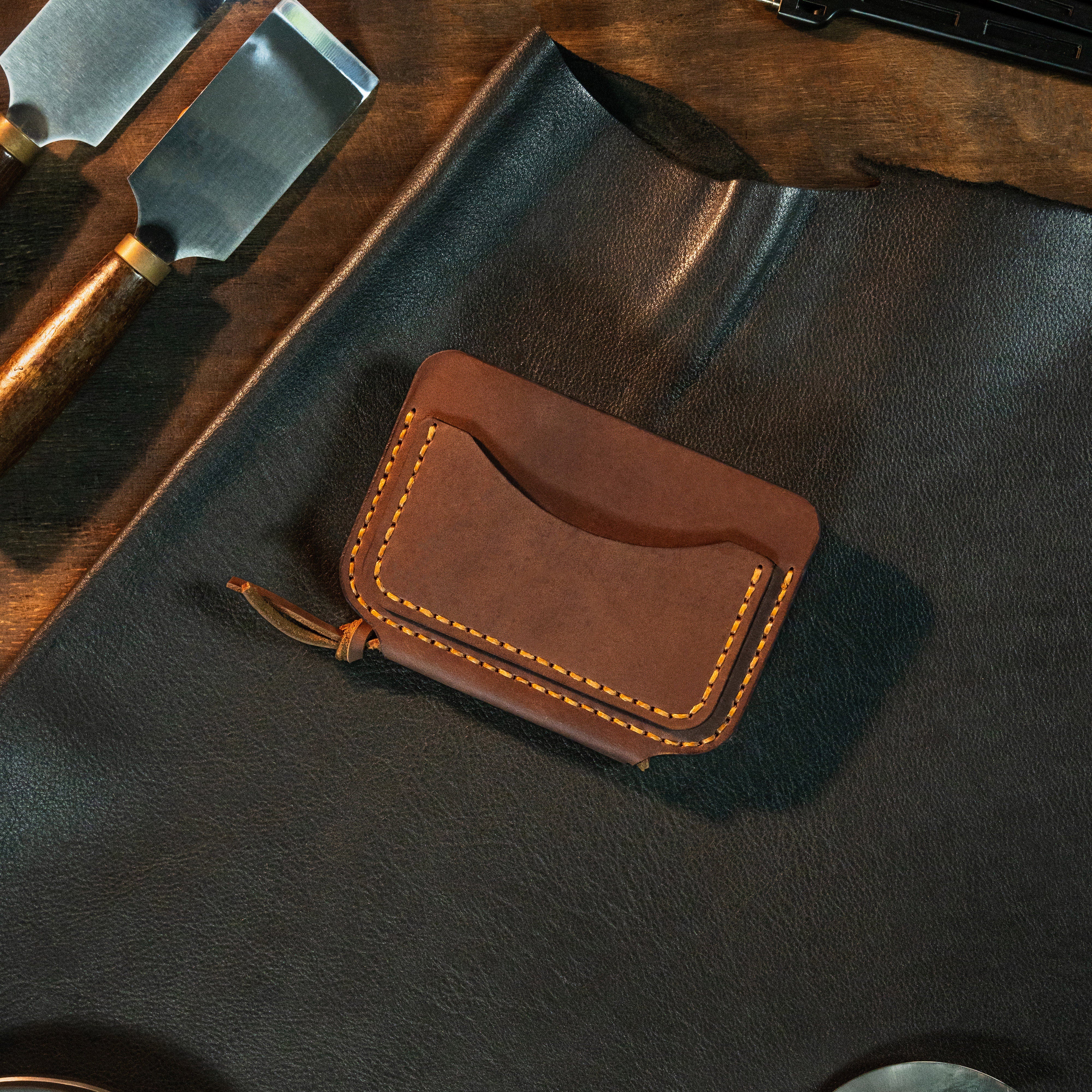 Artistic Design Two Sided, Leather threaded, Free Moving wallet