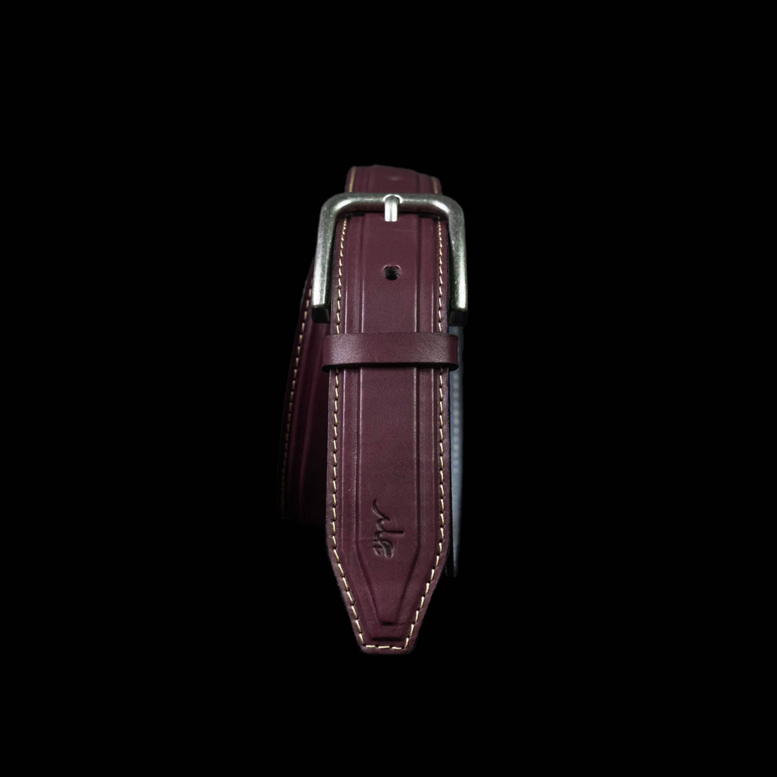 Aero Feather Edge Burgandy - Hand Made Men's Leather Belt