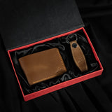 Leather Wallet & Keychain Gift Set