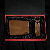 Leather Wallet & Keychain Gift Set