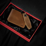 Leather Wallet & Keychain Gift Set