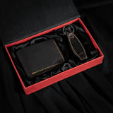Leather Wallet & Keychain Gift Set