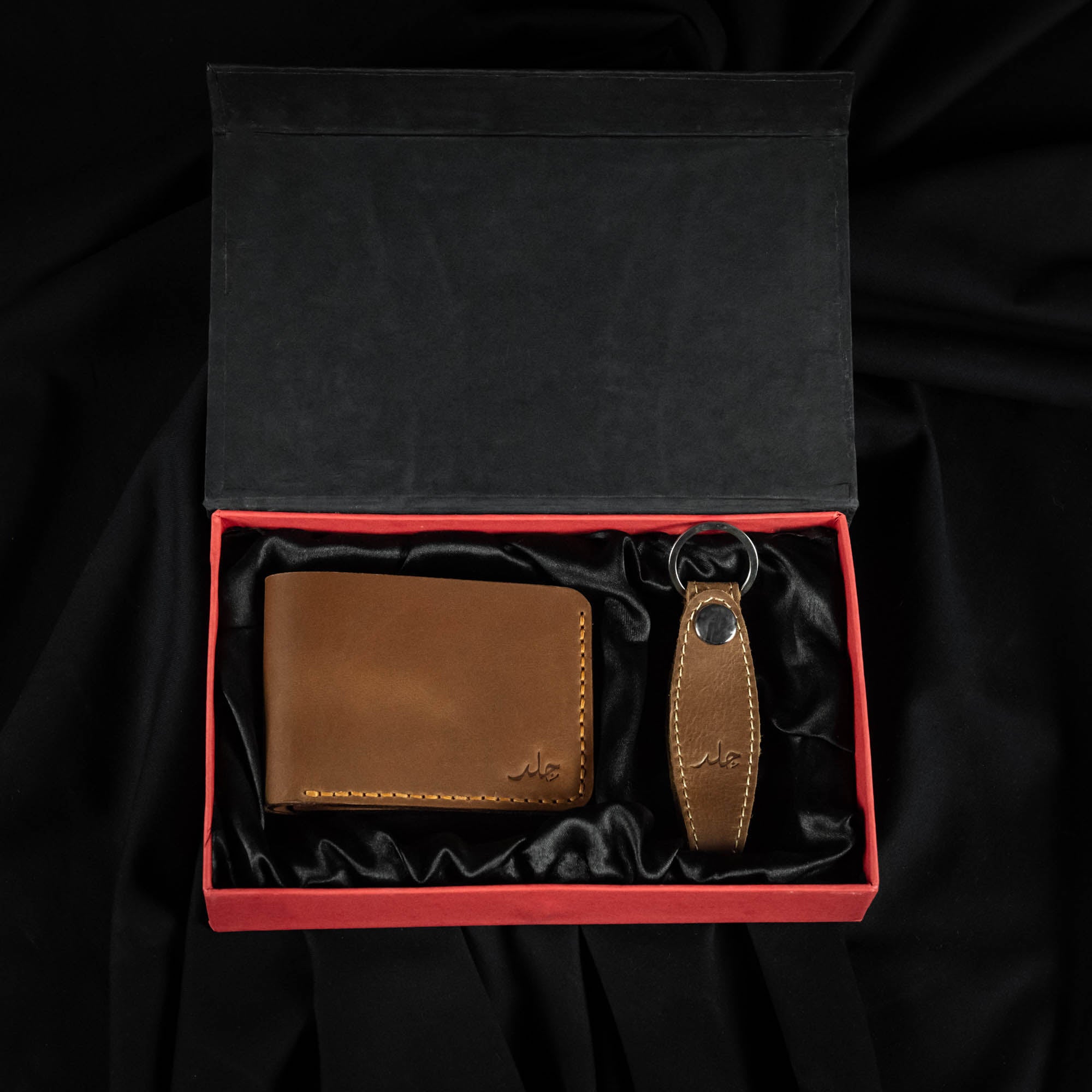Leather Wallet & Keychain Gift Set