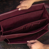 Modern Heritage Briefcase: Premium Burgundy Leather Office Bag