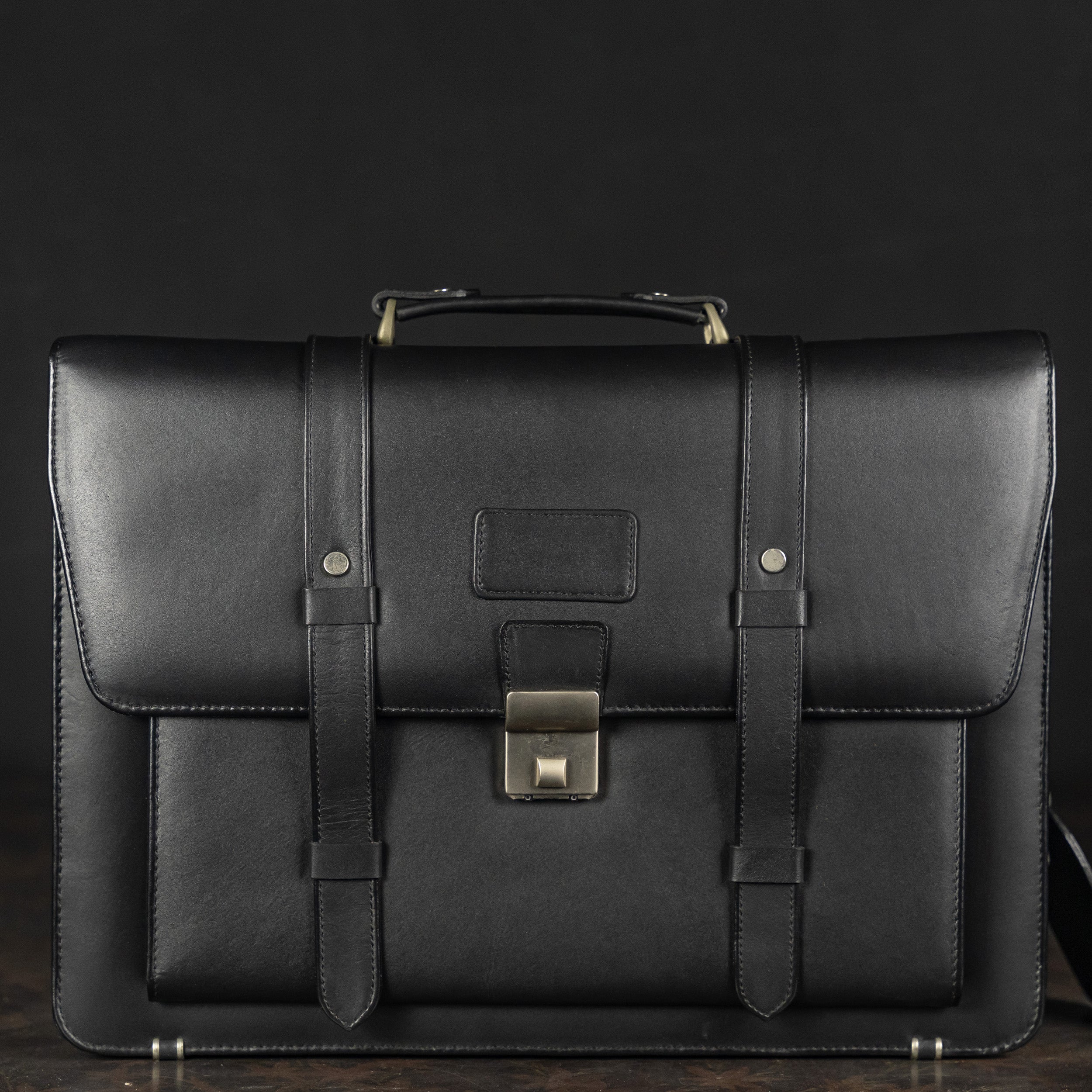 Heritage Leather Briefcase – Onyx Black