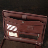 Executive Genuine Leather Zippered Portfolio & Document Organizer