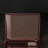 Executive Genuine Leather Zippered Portfolio & Document Organizer