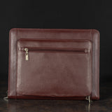 Executive Genuine Leather Zippered Portfolio & Document Organizer