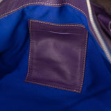 Purple Pebbled Leather Handbag with Contrast Stitching