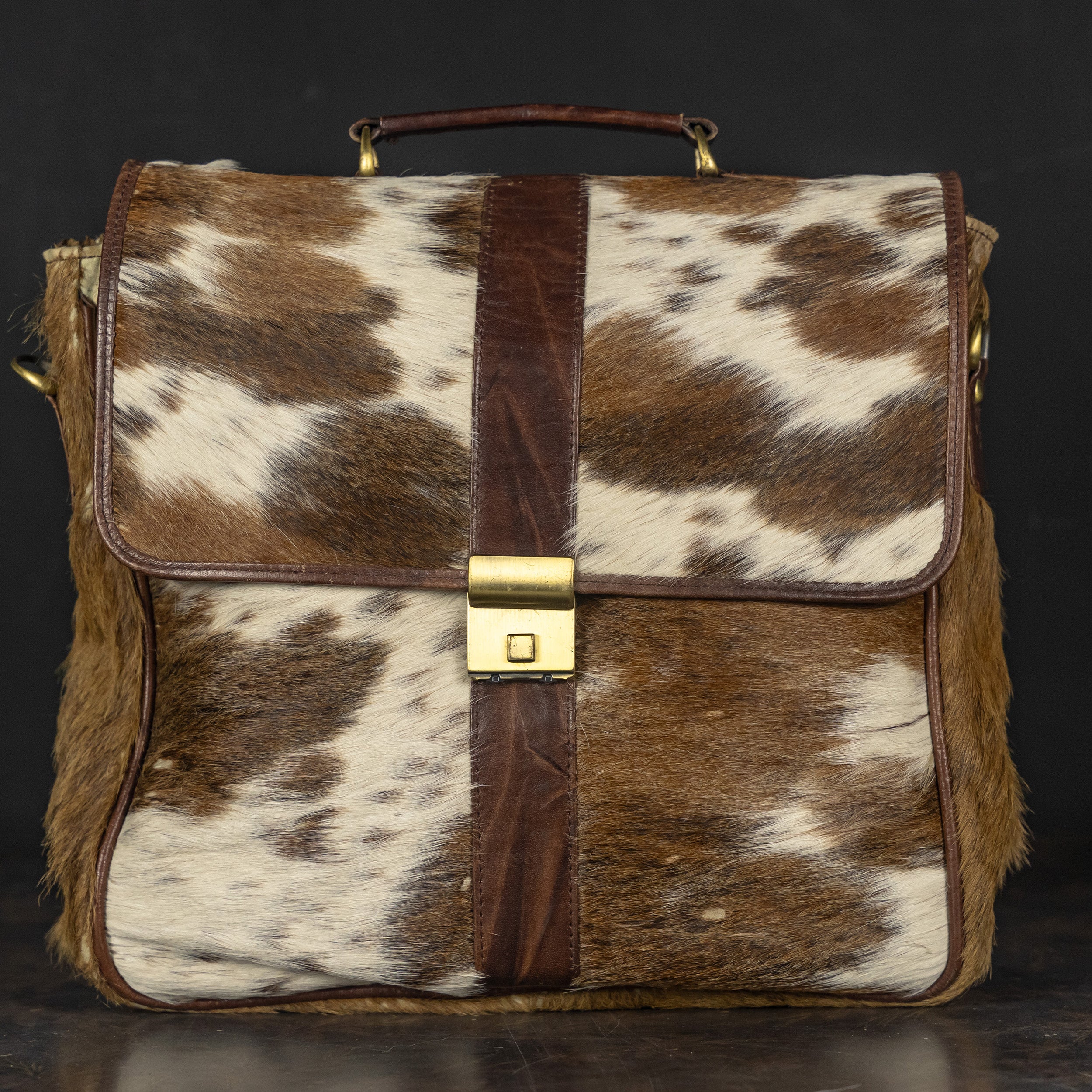 Cowhide Messenger: Authentic Hair-on-Hide Briefcase