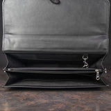 The Executive: Classic Black Leather Expandable Briefcase
