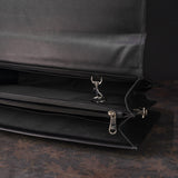 The Executive: Classic Black Leather Expandable Briefcase