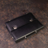 The Executive: Classic Black Leather Expandable Briefcase