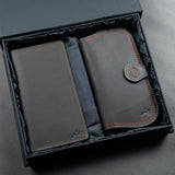 Agora - Unisex Leather Long Wallet Gift Set